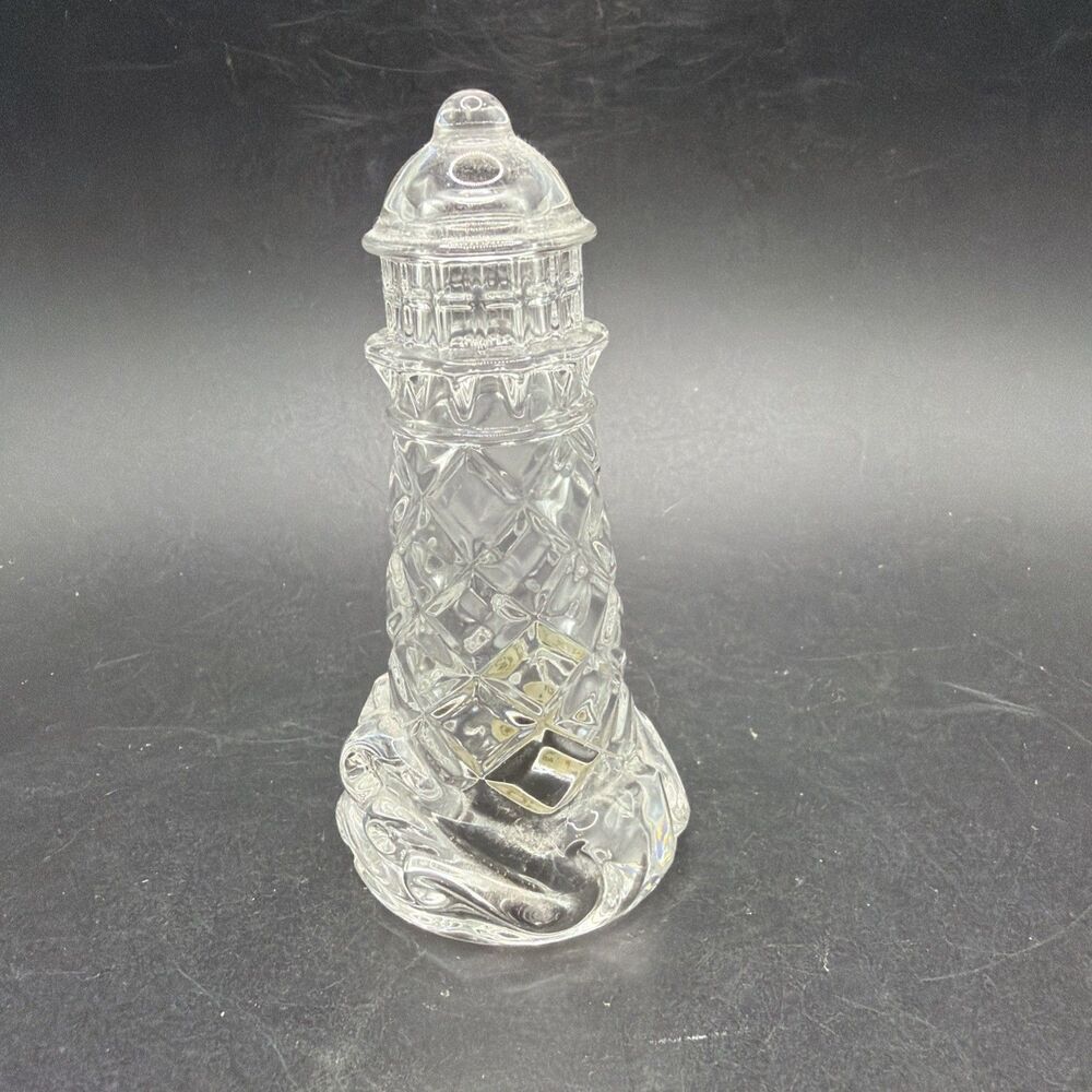 Vtg Lenox Full Lead Crystal Lighthouse Light At Crystal Point 4" Czech Republic